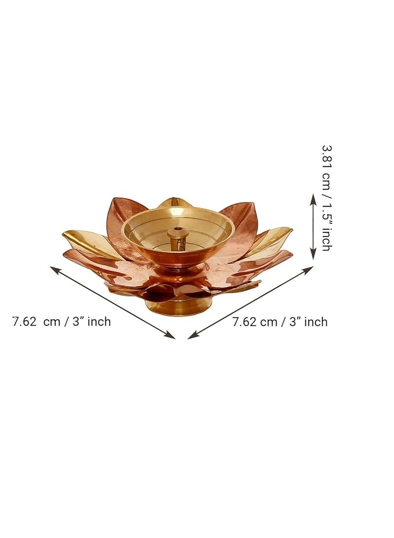 eCraftIndia pack of 1 copper and Golden Lotus flower shape decorative brass diya, beautiful decor for home, temples and celebrations - Image 3