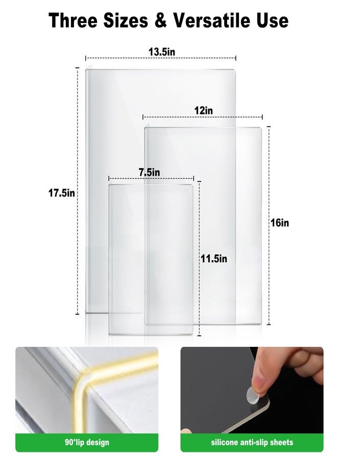 طقم ألواح تقطيع أكريليك مكون من 3 قطع مع حافة مرتفعة، 3 أحجام (17.5 × 13.5 / 16 × 12 / 11.5 × 7.5 بوصة) لأسطح مطابخ، واقي شفاف متين مانع للانزلاق، مثالي كهدية لتزيين المنزل أو الانتقال إلى منزل جديد - Image 4