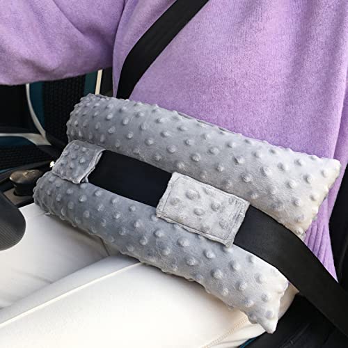 HapiPoppy Hysterectomy Seatbelt Pillow Post Abdominal Surgery Myomectomy Pillows with Pocket for Ice/Hot Packs Breast Reduction Belly Incision Tummy Tuck C-Section Recovery Patients Gifts Minky Dot Light Gray - Image 1