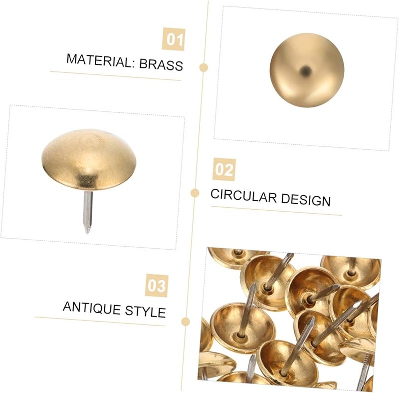 Bright Brass Upholstery Nails 100 Pcs for Furniture Picture Frame Decoration Home Craft Projects - Image 5