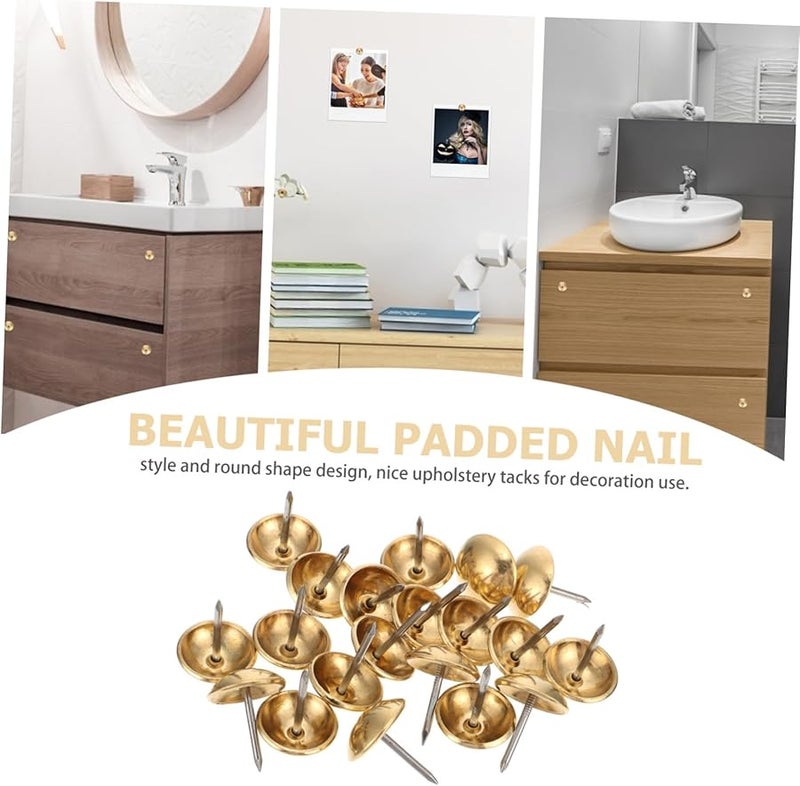 Bright Brass Upholstery Nails 100 Pcs for Furniture Picture Frame Decoration Home Craft Projects - Image 3