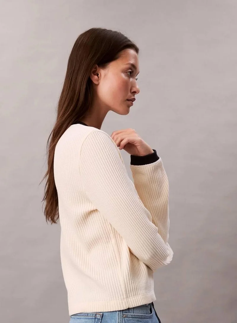 Calvin Klein Jeans Shortbread Long Sleeve Waffle T-Shirt for Women | Best Price UAE