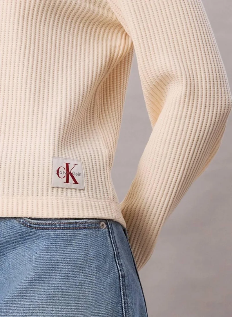 Calvin Klein Jeans Shortbread Long Sleeve Waffle T-Shirt for Women | Best Price UAE