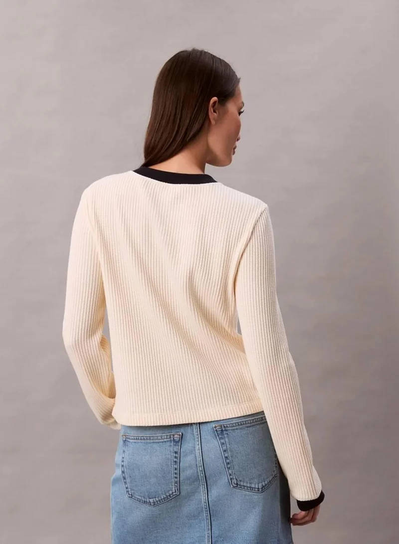 Calvin Klein Jeans Shortbread Long Sleeve Waffle T-Shirt for Women | Best Price UAE