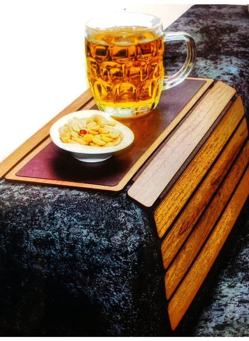 FABRICART 2 PcsSofa Arm Table Armrest Tray Table DrinksRemote ControlSnacks Couch Holder Fawn  - Image 1