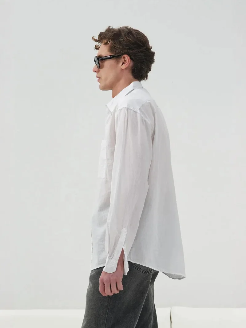 Giesto White GIESTO Regular Fit Poplin Button-Up Shirt for Men | Best Price UAE