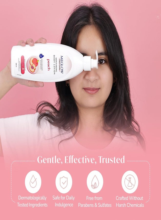 Meglow Pro-Care Moisturizer Body Lotion for Women/Men (500ml)-Enriched with Peach Extract | Body Lotion for Dry Skin | Deeply Hydrates with 48hrs Moisture Lock Technology - Image 5