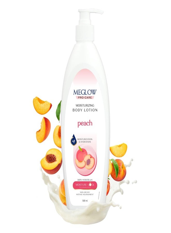 Meglow Pro-Care Moisturizer Body Lotion for Women/Men (500ml)-Enriched with Peach Extract | Body Lotion for Dry Skin | Deeply Hydrates with 48hrs Moisture Lock Technology - Image 1
