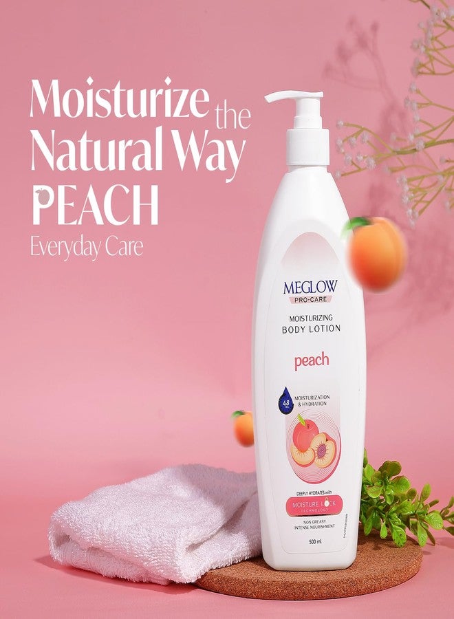 Meglow Pro-Care Moisturizer Body Lotion for Women/Men (500ml)-Enriched with Peach Extract | Body Lotion for Dry Skin | Deeply Hydrates with 48hrs Moisture Lock Technology - Image 2
