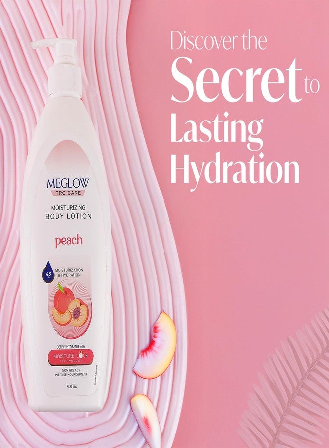 Meglow Pro-Care Moisturizer Body Lotion for Women/Men (500ml)-Enriched with Peach Extract | Body Lotion for Dry Skin | Deeply Hydrates with 48hrs Moisture Lock Technology - Image 3