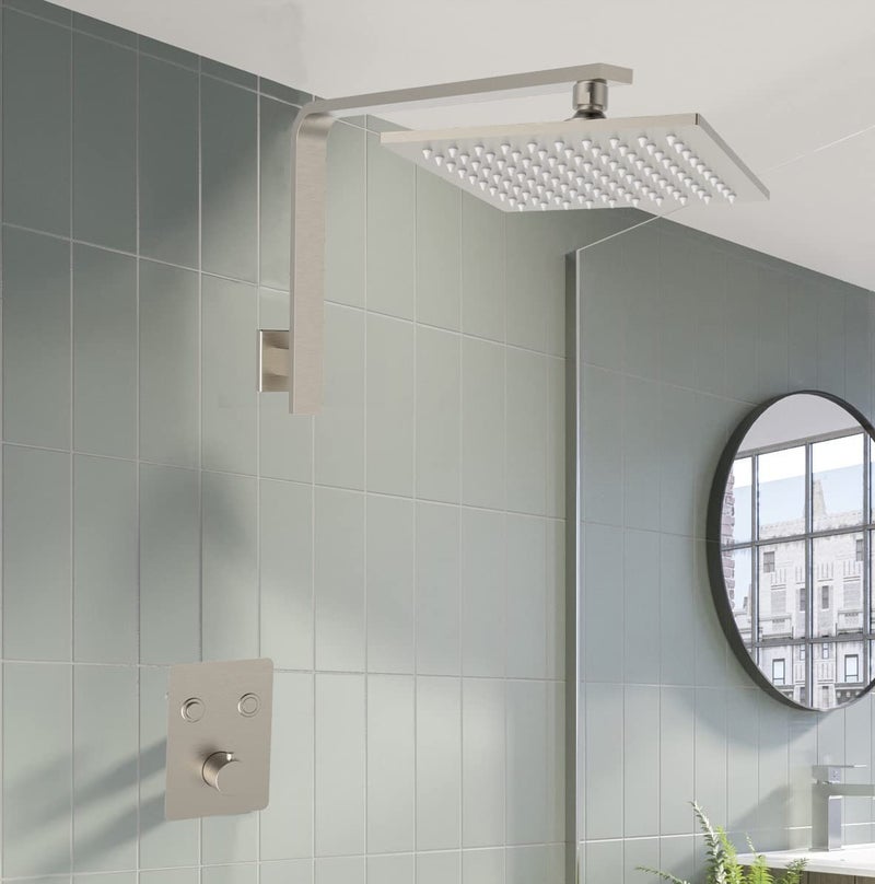 Aquaiaw High Rise Shower Arm and Flange, 10.5 inch, Solid Brass, Square, Gooseneck Raised Shower Head Arm, Wall Shower Riser, Both 1/2 NPT Tapered Threads Shower Extension Arm (PVD Brushed Nickel) - Image 3