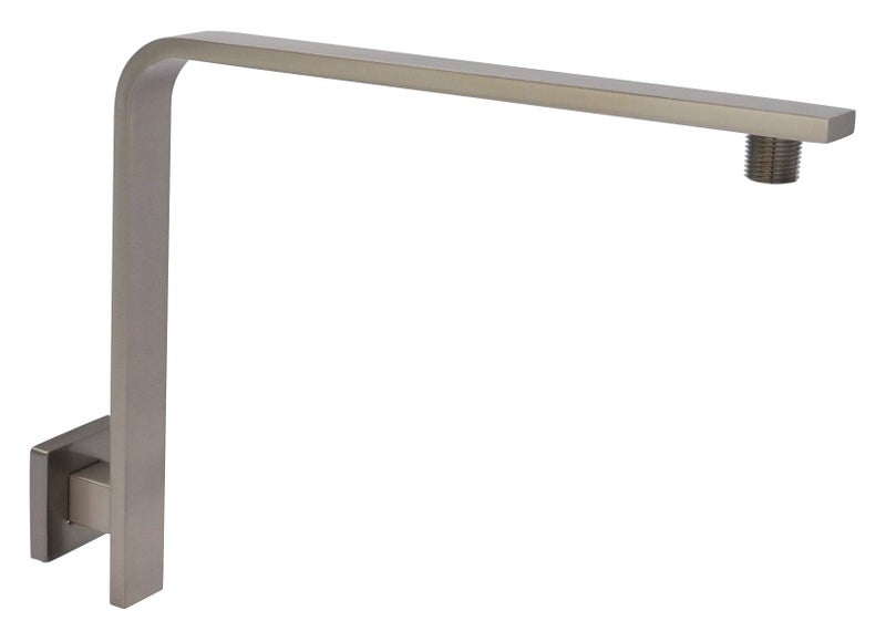 Aquaiaw High Rise Shower Arm and Flange, 10.5 inch, Solid Brass, Square, Gooseneck Raised Shower Head Arm, Wall Shower Riser, Both 1/2 NPT Tapered Threads Shower Extension Arm (PVD Brushed Nickel) - Image 1