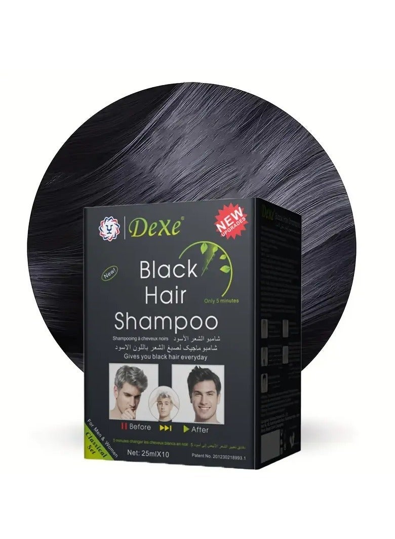 Dexe 10pcs Instant Black Hair Shampoo, 25ml Each - Natural Look, Quick Gray & White Coverage - Image 4