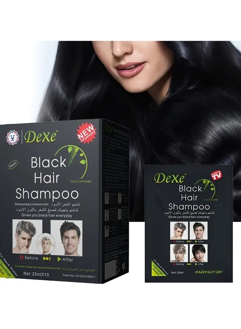 Dexe 10pcs Instant Black Hair Shampoo, 25ml Each - Natural Look, Quick Gray & White Coverage - Image 3