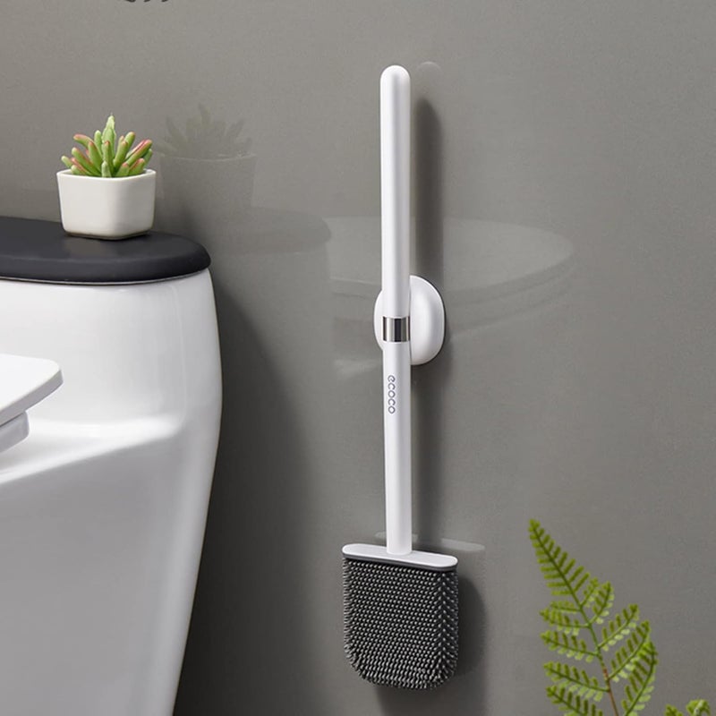 FYCAN WallMounted Toilet Cleaning Siilicone Soft Brush with SelfAdhesive Holder for Bathroom Toilet Washbasin