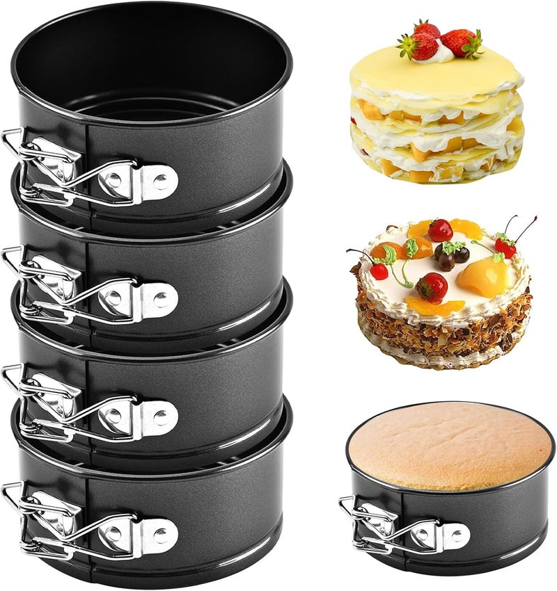 Restynic Mini Springform Cake Pans - Set of 4, Non-Stick & Removable Bottom - 4” Diameter, Perfect for Cheese Cakes, Pies, Quiches & More – Ideal for Home Bakers & Pros - Image 1