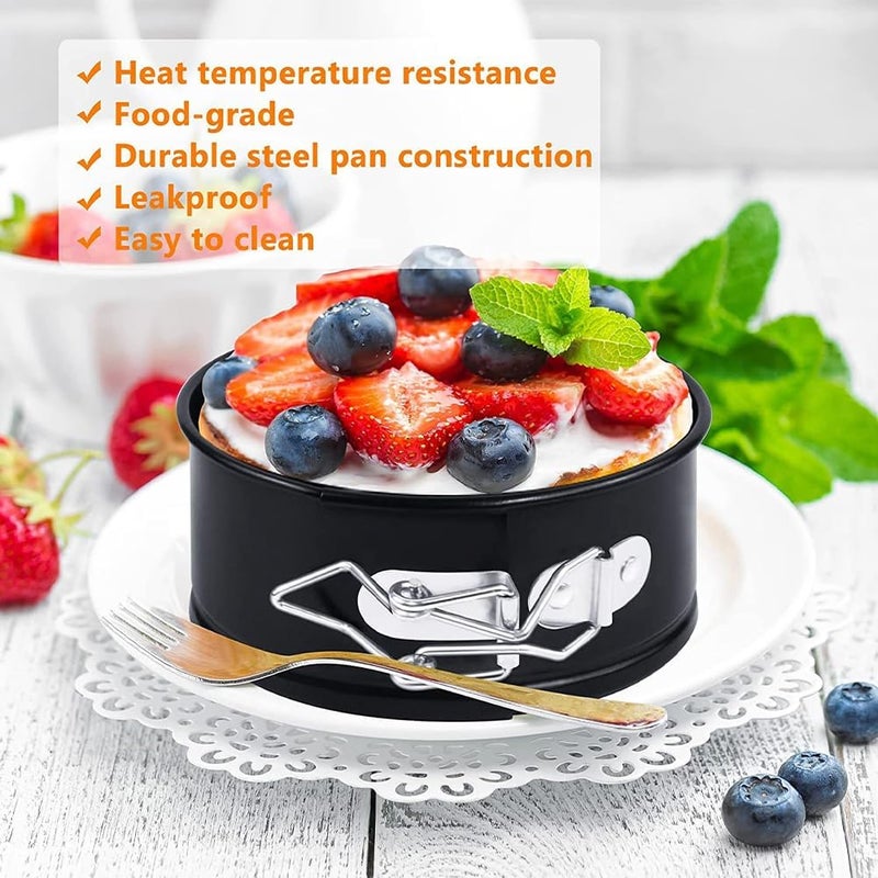 Restynic Mini Springform Cake Pans - Set of 4, Non-Stick & Removable Bottom - 4” Diameter, Perfect for Cheese Cakes, Pies, Quiches & More – Ideal for Home Bakers & Pros - Image 3