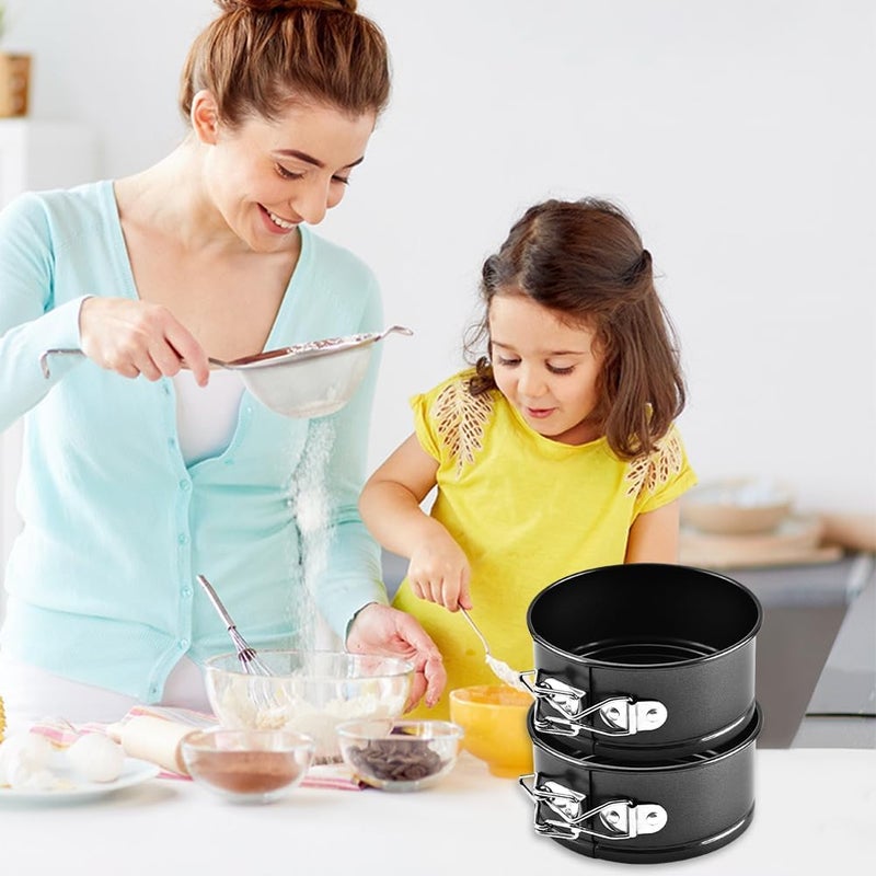 Restynic Mini Springform Cake Pans - Set of 4, Non-Stick & Removable Bottom - 4” Diameter, Perfect for Cheese Cakes, Pies, Quiches & More – Ideal for Home Bakers & Pros - Image 4