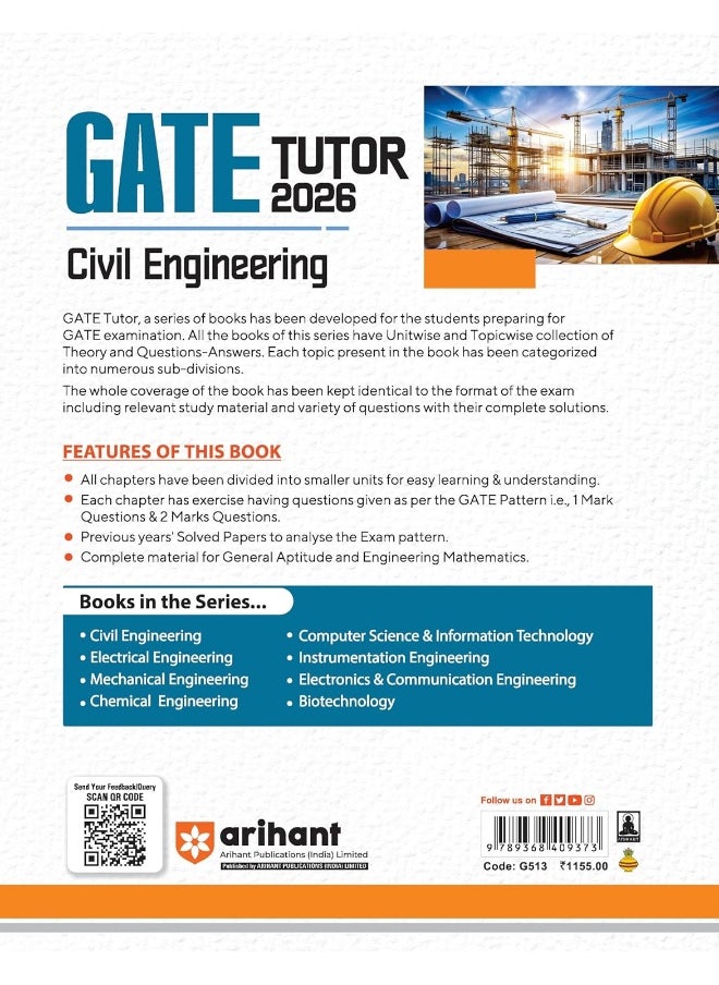 Arihant GATE TUTOR Study Guide for Civil Engineering Exam 2026 | Fully Revised Edition with Gate Solved Papers (2025-2023) and 5 Mock Tests  - Image 2