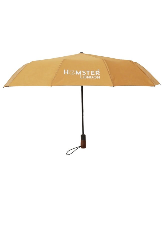 Hamster London HAMSTER LONDON Wooden Automatic Open & Close Pocket Folding Umbrella Umbrella for Women, Men, and Kids 3 Fold Portable Umbrellas for Rain Big Size Windproof Umbrella for Travel (Gold)  - Image 5