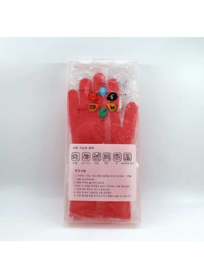 Magic Silicone Gloves With Wash Scrubber Red 35.7 x 16.5centimeter - Image 5