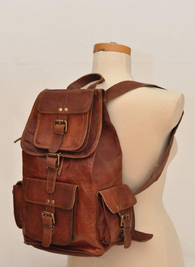 RSN Vintage Handmade Leather 16 Inch Trendy Backpack Bag for Man and Woman (Dark Brown) - Image 2