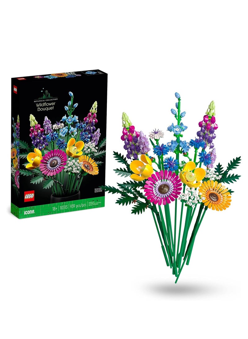 KASTWAVE Flower Building Blocks Kit, Artificial Flowers with Poppies and Lavender, Crafts for Adults, Home Décor, Gifts for Women, Men, Her & Him, Botanical Collection - Image 1