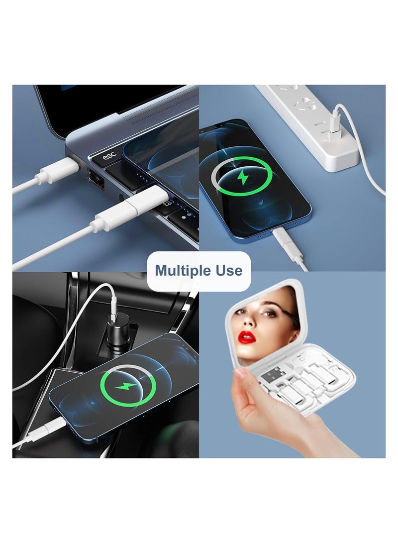 SYOSI USB C Adapter OTG Kit Multi Charging Cable Case Convertor USB C to iOS Device Type C Micro Adapter Data Transfer Contains Card Slot for Traveling Use as Phone Holder Contains Makeup Mirror - Image 2