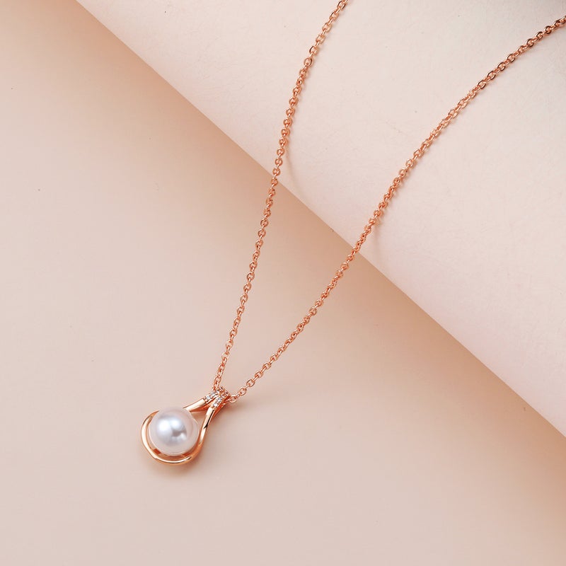 Imitation Natural Freshwater Pearl Geometric Water Drops Diamond Clavicle Chain High-Level Elegant Simple All-Match Pendant Necklace - Image 5