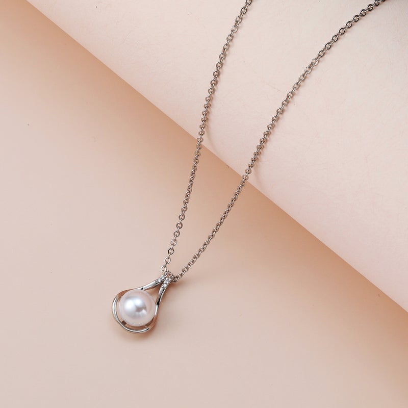Imitation Natural Freshwater Pearl Geometric Water Drops Diamond Clavicle Chain High-Level Elegant Simple All-Match Pendant Necklace - Image 4