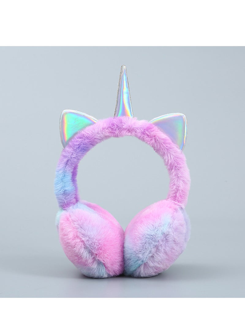 أغطية أذن قوس قزح يونيكورن دافئة ولطيفة وناعمة ومحمولة وغطاء أذن قطيفة ناعمة ومريحة للأذنين في الهواء الطلق - Image 4