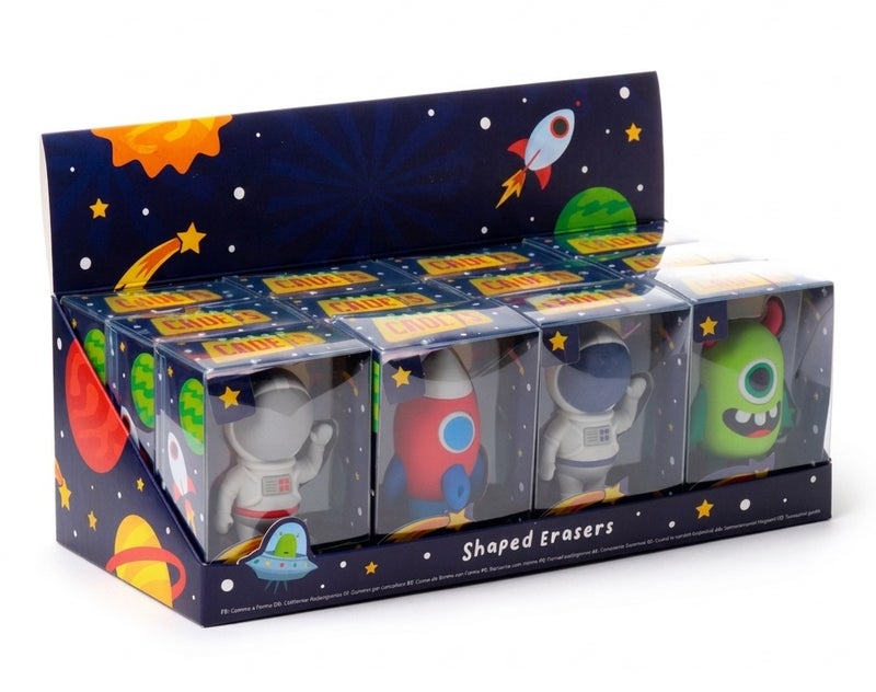 Puckator Space Cadet Rocket Eraser Mini Box Assorted Novelty School Stationery for Kids Fun Rocket Shaped Rubber Eraser for Pencil Correction Creative Classroom Supplies 1 Piece - Image 1