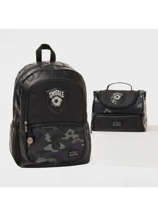 Smiggle Boys Football Camo School Backpack & Double Layer Insulated Lunch Bag Set Waterproof Kids School Combo Kit - Image 1