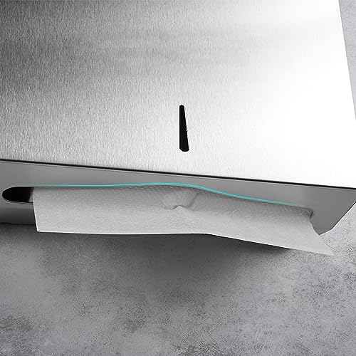 TOBEFORT Comercial Paper Towel Dispenser Wall Mount, Stainless Steel Hand Towel Dispenser with Lock, Trifold/C Fold Paper Towel Holder for Bathroom Kitchen Office Public Places, Large Capacity Tissue Holder - Image 3