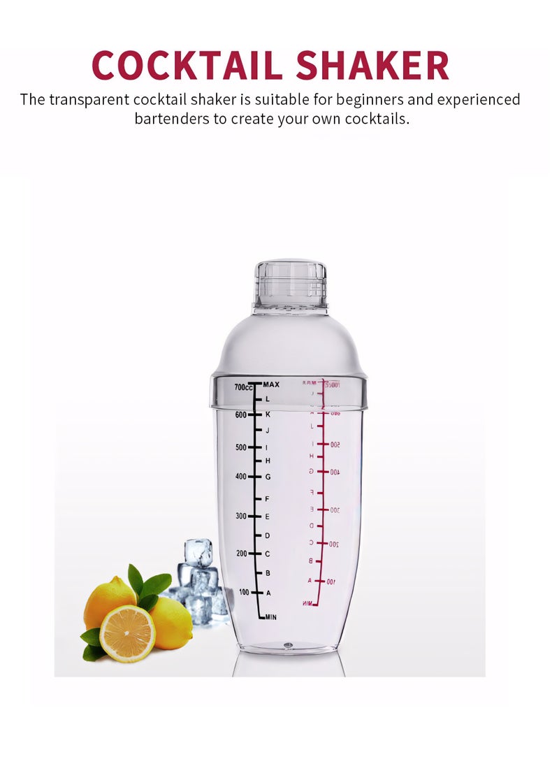 Generic Plastic Cocktail Shaker, Drink Mixer Hand Shaker Cup with Scales, Cocktail Shaker Clear (17 oz / 500cc)  - Image 2