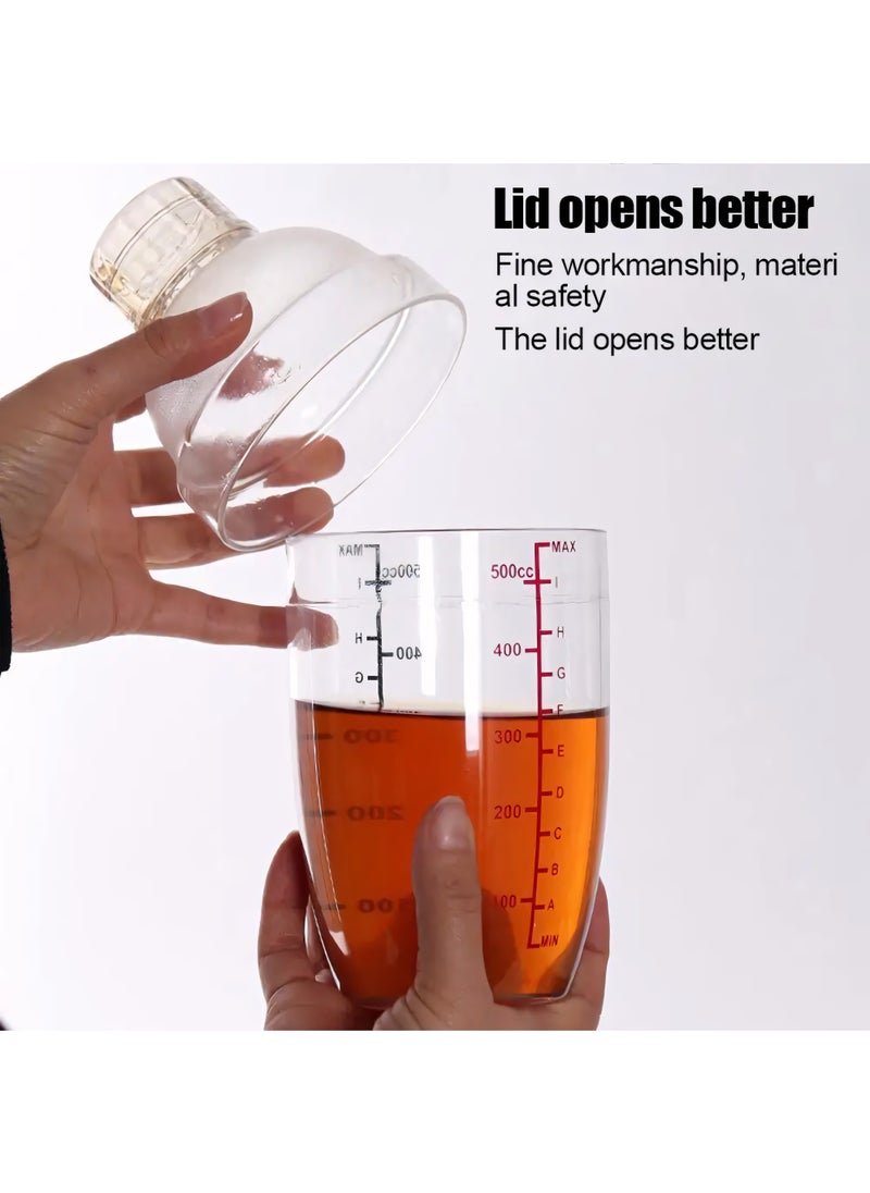 Generic Plastic Cocktail Shaker, Drink Mixer Hand Shaker Cup with Scales, Cocktail Shaker Clear (17 oz / 500cc)  - Image 5