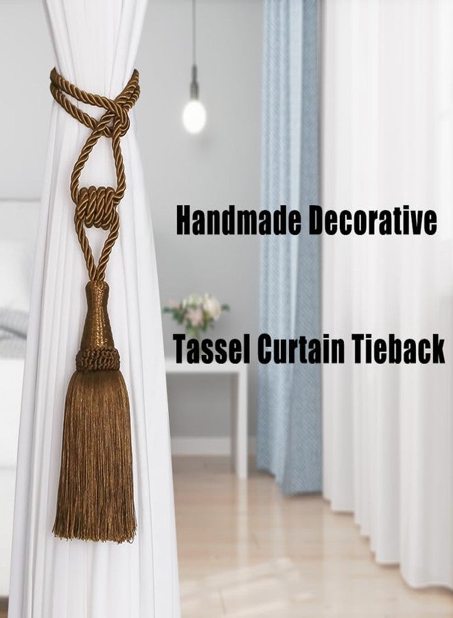 BEL AVENIR Curtain Tiebacks Handmade Holdbacks for Curtains Drape Decorative Tie Backs with Tassels(Coffee, 2 Pack) - Image 4