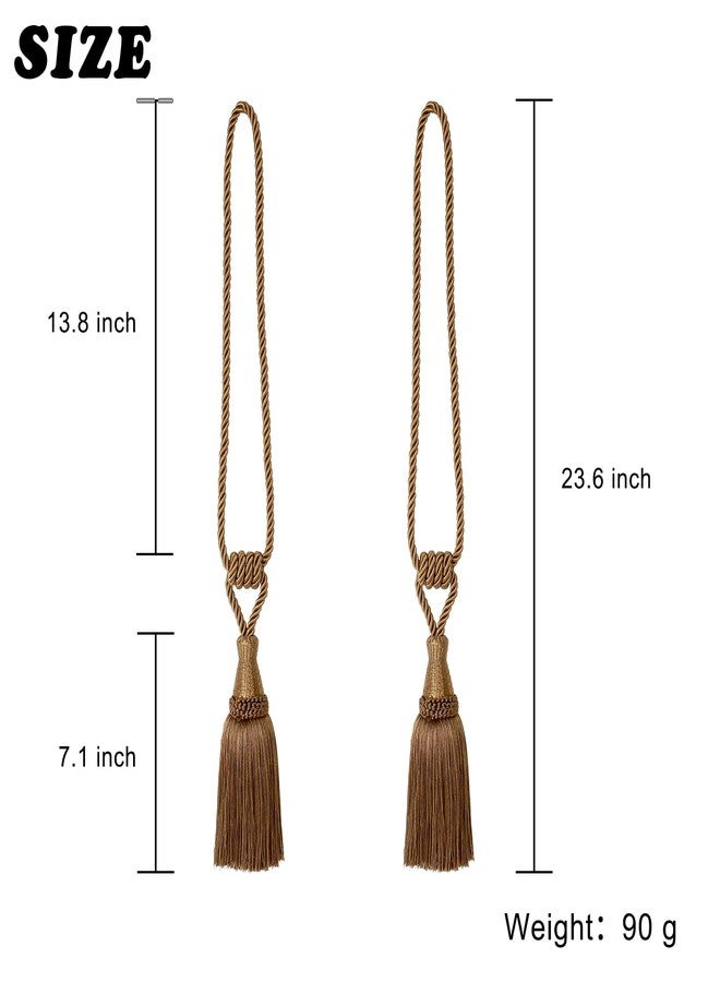 BEL AVENIR Curtain Tiebacks Handmade Holdbacks for Curtains Drape Decorative Tie Backs with Tassels(Coffee, 2 Pack) - Image 2