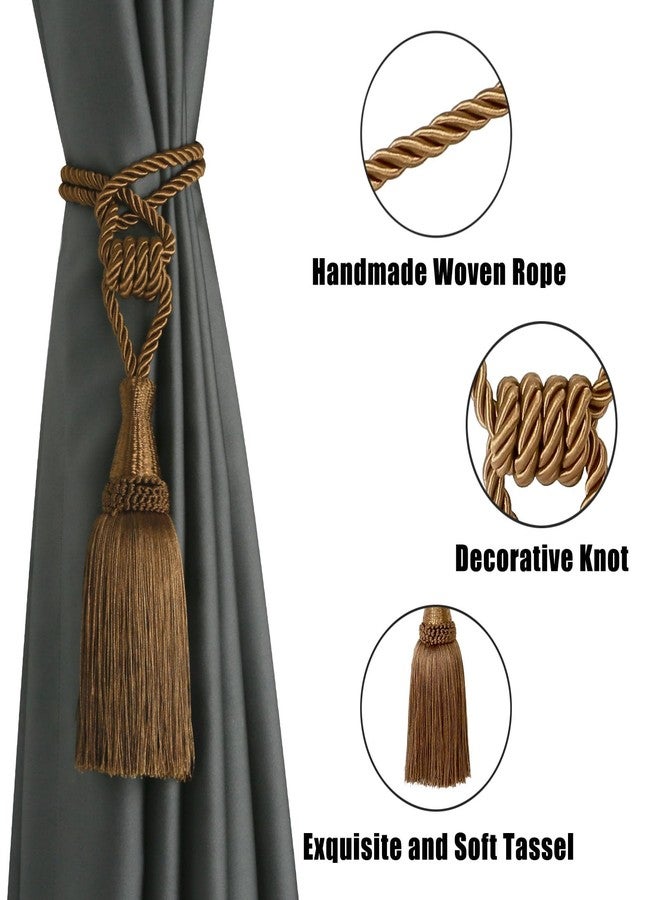 BEL AVENIR Curtain Tiebacks Handmade Holdbacks for Curtains Drape Decorative Tie Backs with Tassels(Coffee, 2 Pack) - Image 3