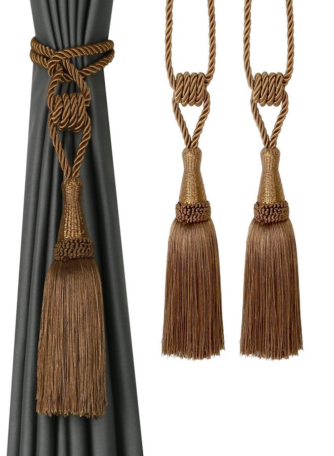 BEL AVENIR Curtain Tiebacks Handmade Holdbacks for Curtains Drape Decorative Tie Backs with Tassels(Coffee, 2 Pack) - Image 1