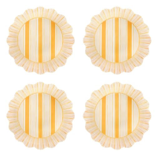 Juliska Cabana Stripe Melamine Dessert/Salad Plate Set/4 - Sunshine - Image 1