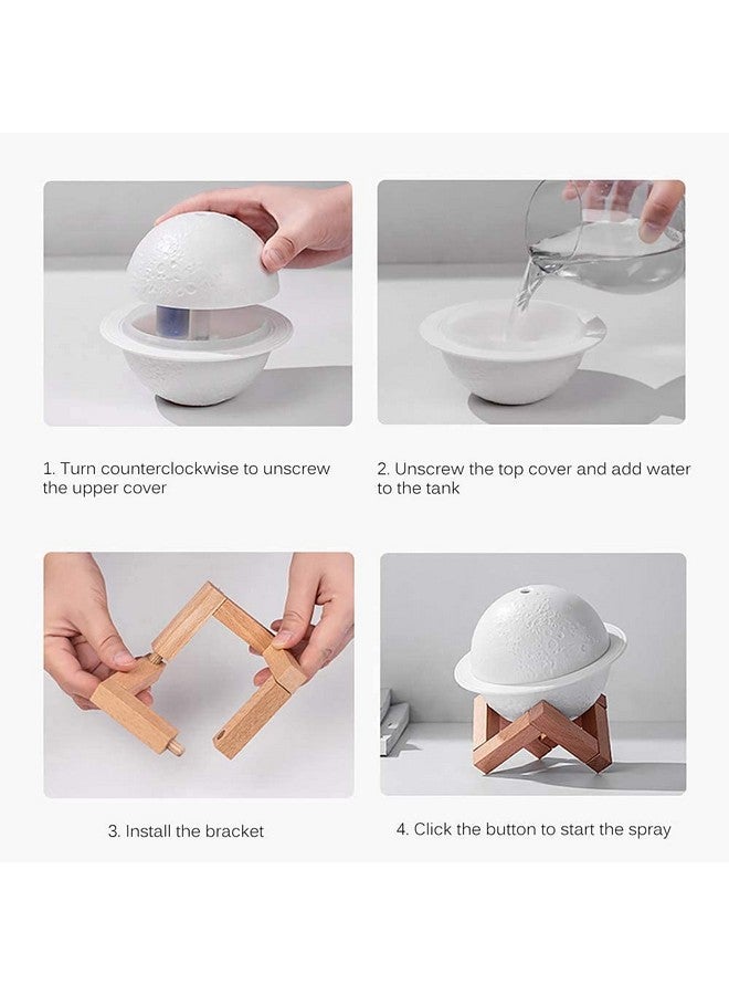 JM SELLER JM SELLER Plastic 2 In 1 Moon Lamp Cool Mist Humidifiers Essential Oil Diffuser Aroma Air Humidifier With Led Night Light Colorful Change For Car,Office,Babies,Yellow,White - Image 5
