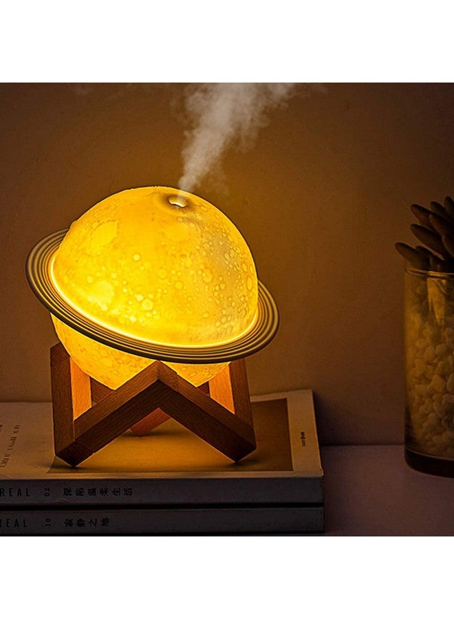 JM SELLER JM SELLER Plastic 2 In 1 Moon Lamp Cool Mist Humidifiers Essential Oil Diffuser Aroma Air Humidifier With Led Night Light Colorful Change For Car,Office,Babies,Yellow,White - Image 1