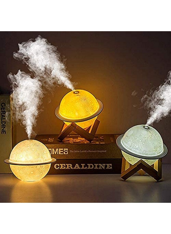 JM SELLER JM SELLER Plastic 2 In 1 Moon Lamp Cool Mist Humidifiers Essential Oil Diffuser Aroma Air Humidifier With Led Night Light Colorful Change For Car,Office,Babies,Yellow,White - Image 2