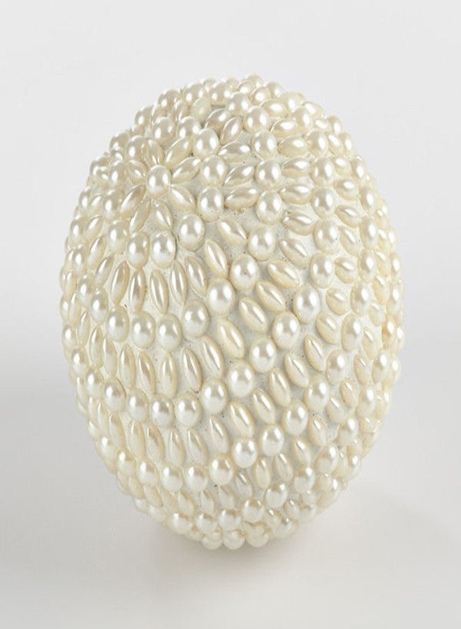 Fennco Styles Ivory Pearl Decorative Ornaments, 4" Beaded Design Accent Balls, Set of 4 – Elegant Faux Pearl Sphere Décor for Bowls, Vases, Trays, Weddings & Holiday Displays - Image 2
