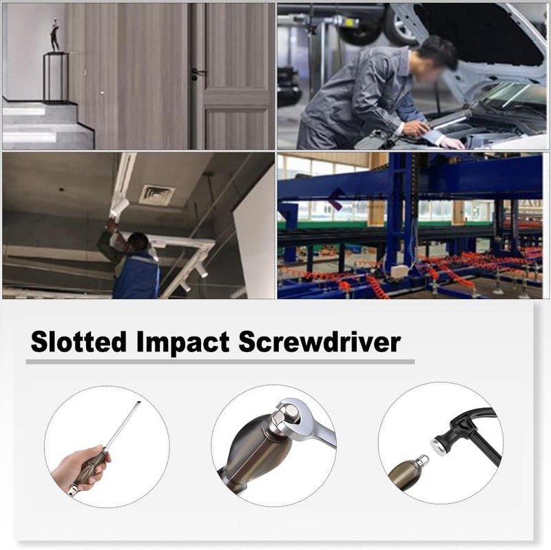 Utoolmart Flat-Head Demolition Screwdriver with Striking Cap 8 Inch Slotted Impact Screwdriver Keystone Magnetic Tip Driver 1Pcs - Image 5