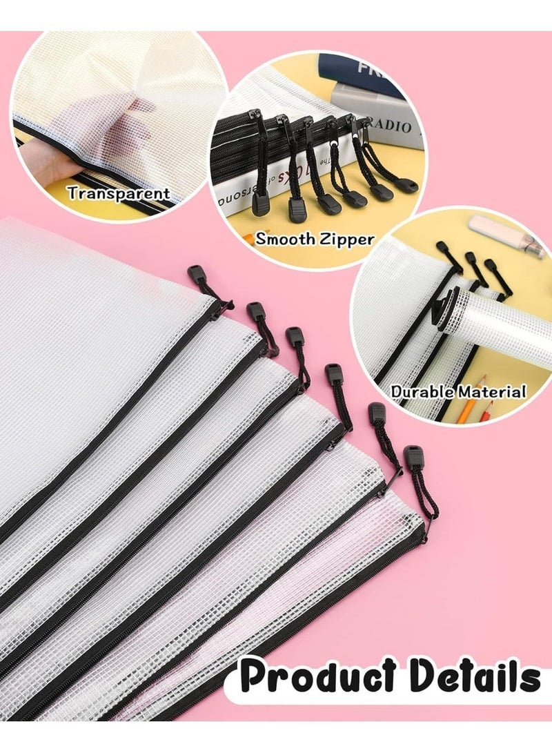 ChicAbode 12 قطعة من أجهزة الكمبيوتر حقائب ملف الشبكة السترة ، 13x9 بوصة PVC A4 حجم حقائب الوثيقة ، سترات ملف مقاومة للماء مع حلقة الحبل ، مجلدات التقديم البلاستيكية للمكتب ، المدرسة ، السفر ، ألعاب المجلس - Image 3