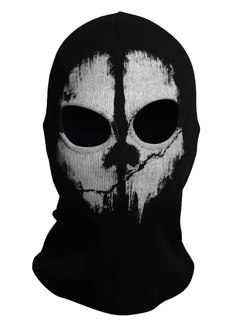 SINSEN COD Ghost Mask Skull Balaclava MW2 Skeleton Costume Full Head Ski Snood Mask Knitted Windproof Warmer Headwear for Bike Skateboard Motorcycle Snowboard Outdoor Sport, Black07 - Image 1