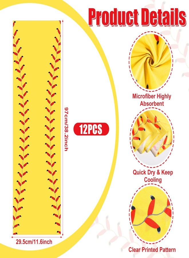 Lonfliness 12Pcs Baseball Cooling Towels 38x12 Inch Breathable Chilly Softball Baseball Microfiber Ice Towel Fast Drying Sport Team Gift for Player Coach Gym Workout Biking Running Yoga (Softball) - Image 2