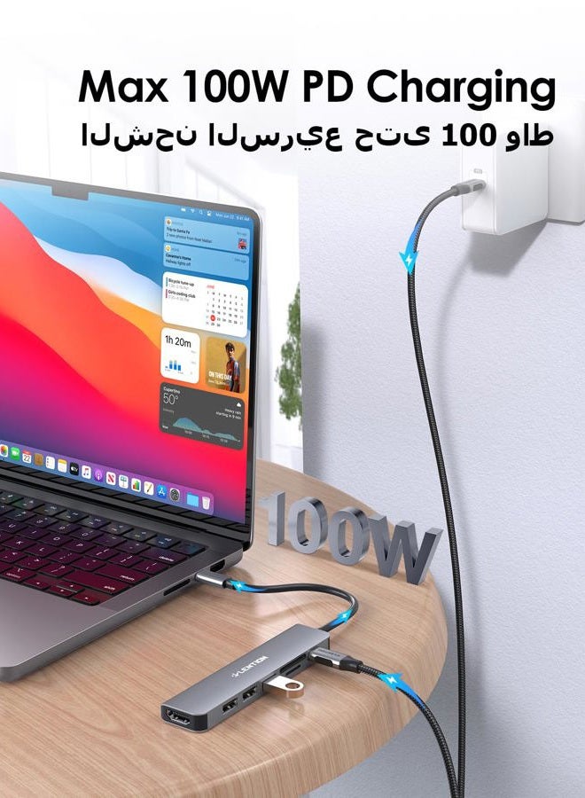 Lention USB C Hub with 100W PD Charging, 4K HDMI, Dual Card Reader, USB 3.0 & 2.0 Compatible 2025-2016 MacBook Pro, New Mac Air/Surface, Chromebook, More, Stable Driver Adapter (CB-CE18, Space Gray) - Image 5